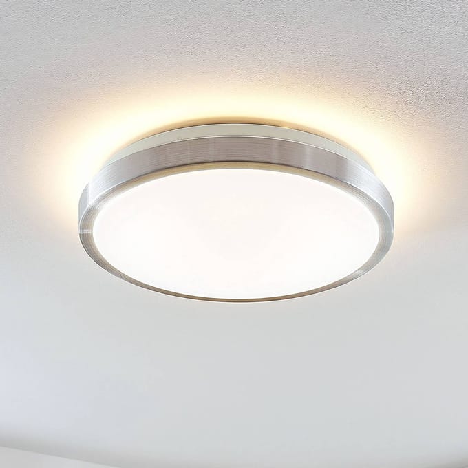 Lindby LED plafondlamp Emelie, Ø 35 cm, aluminiumkleurig, metaal