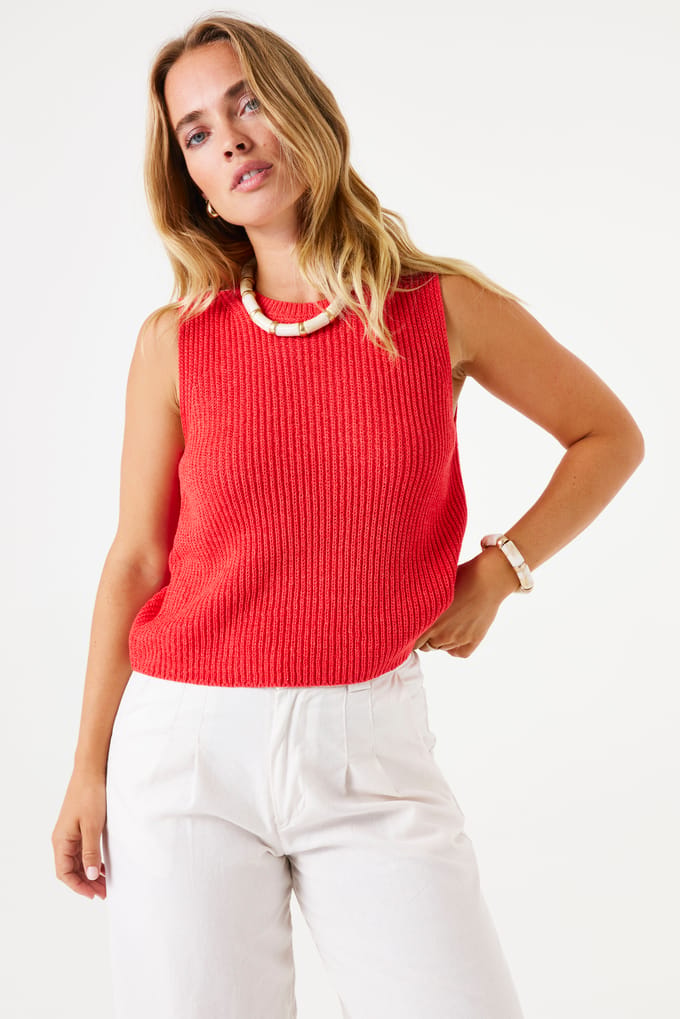 GARCIA Dames Top Rood Sleeveless