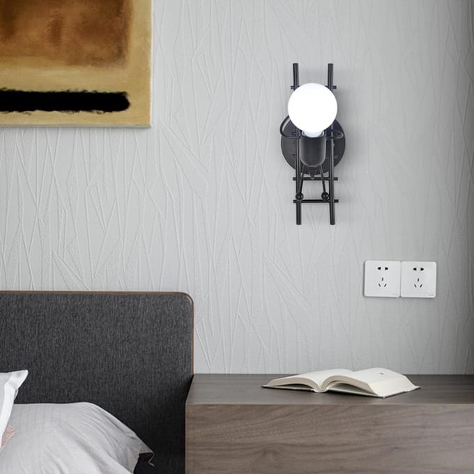 Creatieve Humanoïde LED Wandlamp voor Binnen Modern Wandlamp Kunstdecoratie Wandlamp E27 voor Slaapkamer zwart