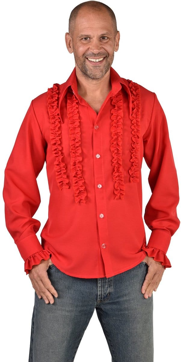 Jaren 80 & 90 Kostuum | Rouches Overhemd Love Rood Man | Medium | Halloween | Verkleedkleding
