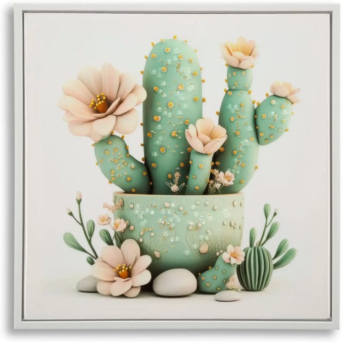 Muurdecoratie afdruk op ster met lijst pot cactus B Mauro Ferretti Laccata