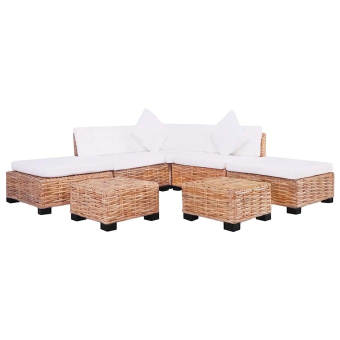 vidaXL - Loungeset - natuurlijk - rattan - 18-delig