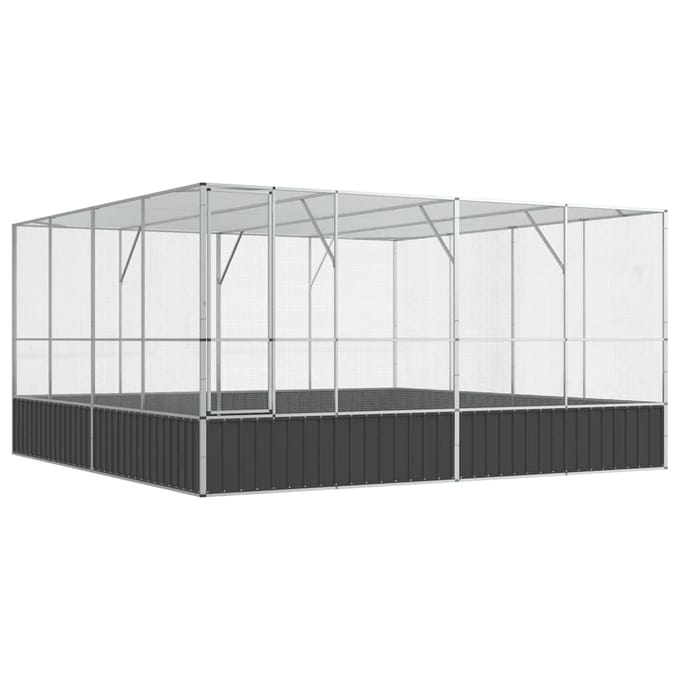 vidaXL Volière 418x414x212 cm staal zilverkleurig