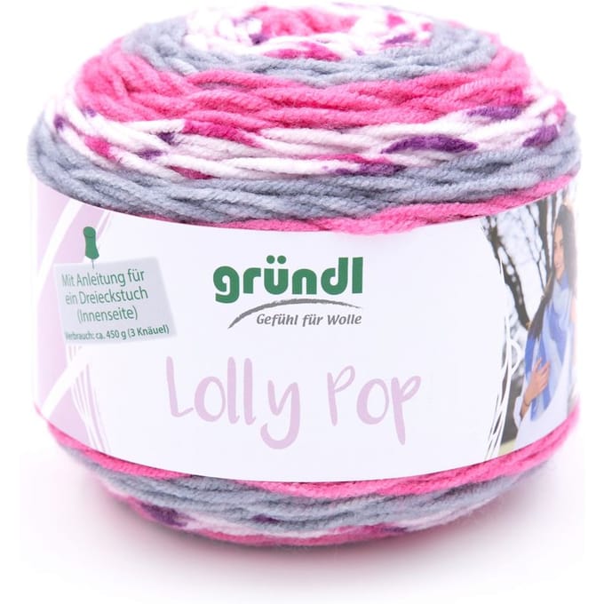Gründl wol "Lolly Pop" - Granaat/Fresia/Pewter/Wit, Kleur 19