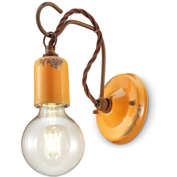 Ferroluce C665 wandlamp in vintage stijl, geel