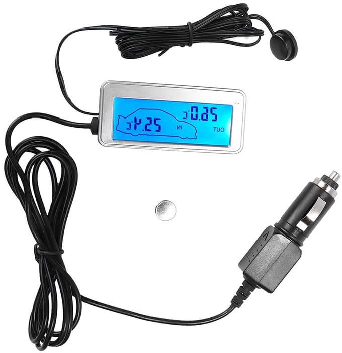 Digitale LCD Temperatuurmeter voor Auto's - Binnen en Buiten Thermometer met 12V Voeding
