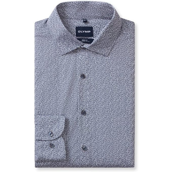 OLYMP Level Five 24/Seven Overhemd, Body Fit, Modern Kent, Marineblauw