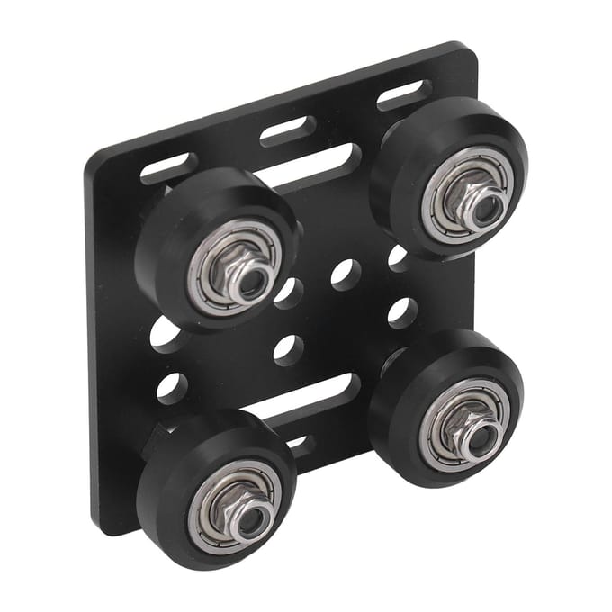 Aluminium Profiel Katrol voor V-sleuf Geleiderail Katrol 3D Printer Achterste Steunplaat met 4 Katrollen black