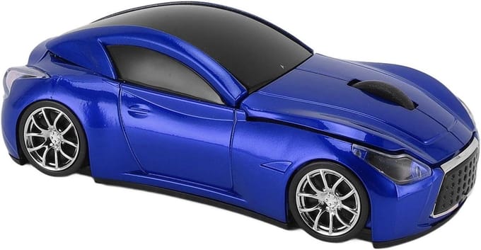 ciciglow 2.4GHz Wireless Car Mouse, Automatic Sleep Function, Portable Wireless Car Mouse for PC for School (Blue)