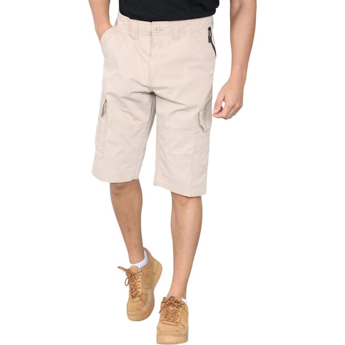 Heren cargo multi-pocket sneldrogende shorts in zand