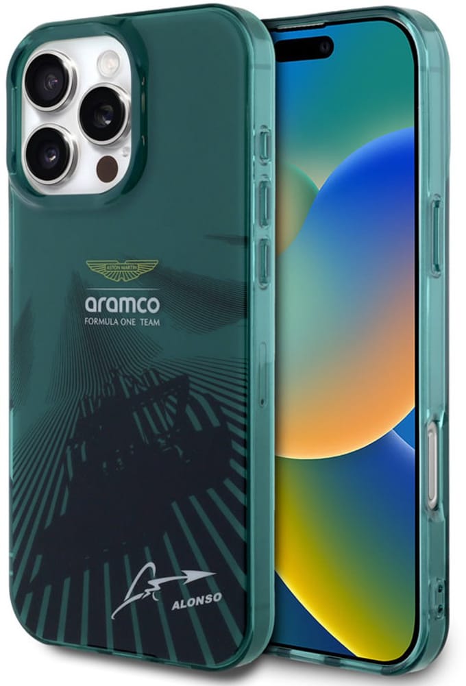 Aston Martin Backcover - iPhone 16 Pro Max - Groen - Schokabsorberende TPU - Motorsportdesign