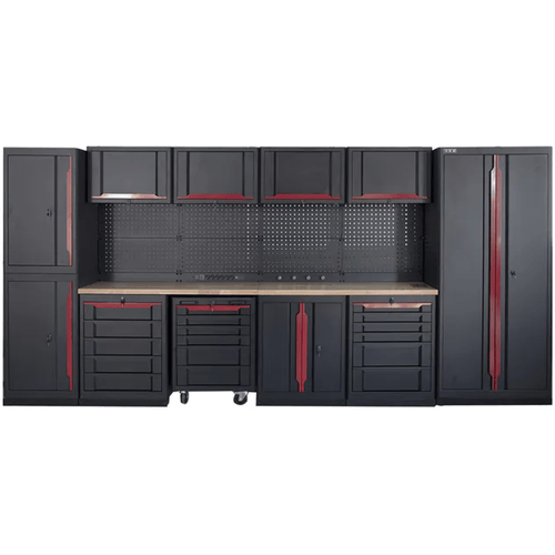 HBM expert modulair werkplaatssysteem, 17-delig, zwart rood
