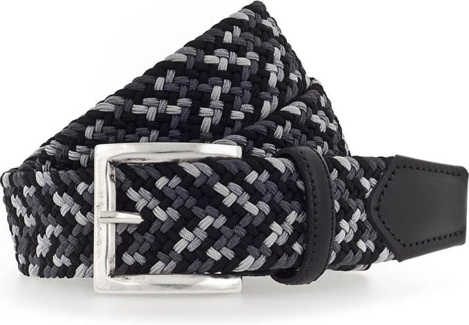 b.belt Riem Luca Stretch Belt W90 Black - Light Grey Zwart Veelkleurig