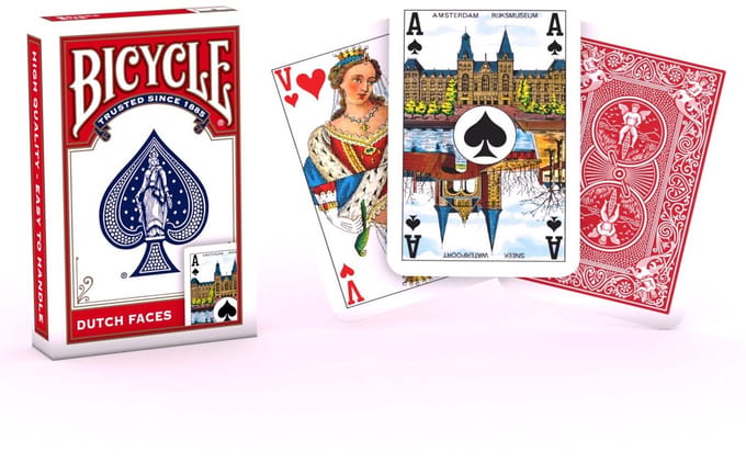 Bicycle® Bridge Size Dutch Faces Rood - Klassieke Nederlandse Speelkaarten - Premium Kwaliteit