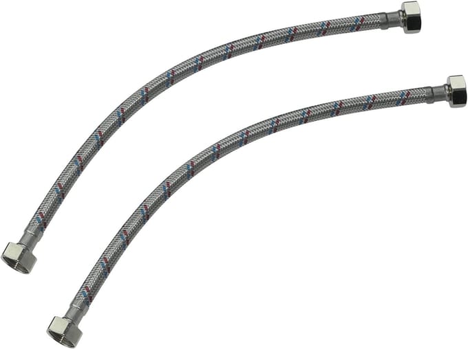 JHUBERS- Aansluitslang Set van 2 - Flexibele Waterslang 300 mm - Vrouwelijk/Vrouwelijk - Schroefdraad 1/2" - Maximale Druk 1MPa - Temperatuur 90 °C
