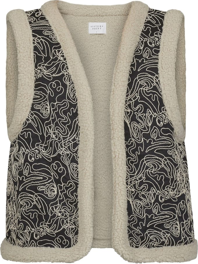 SISTERS POINT Debea-ve1 Dames Gilet - Black/cream - Maat XL