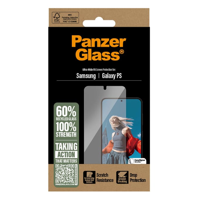 PanzerGlass Screenprotector geschikt voor Samsung Galaxy S25 Edge Glazen | PanzerGlass Ultra-Wide Fit Screenprotector - Case Friendly