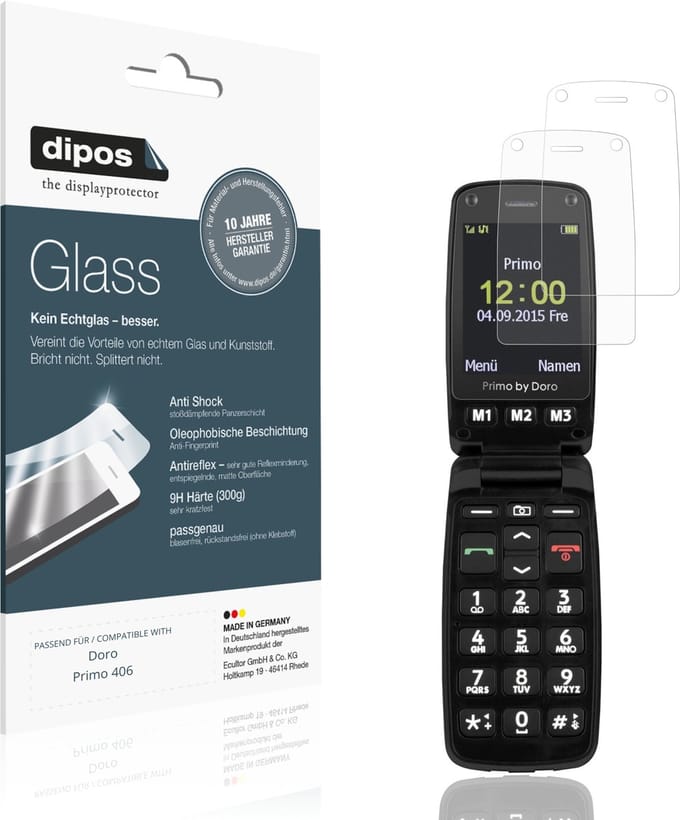dipos – 2x Matte Pantserfolie geschikt voor Doro Primo 406 | 9H Screenprotector