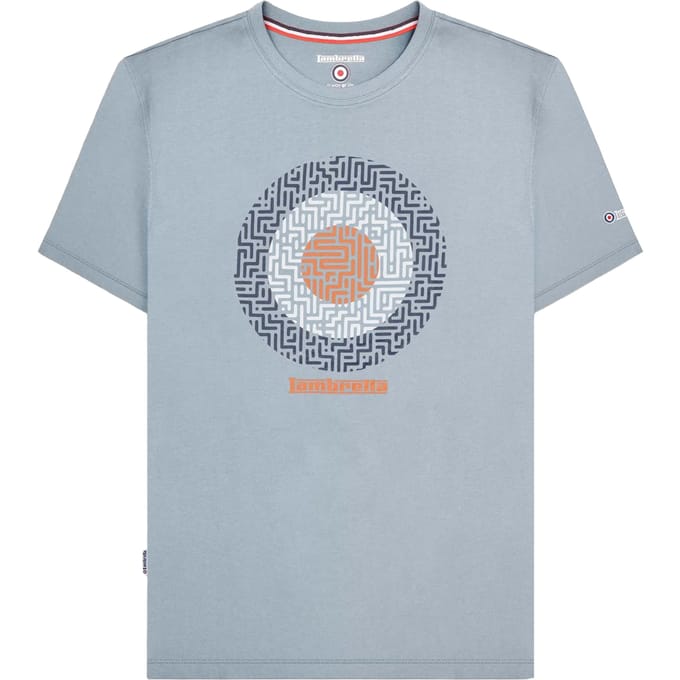 Lambretta Heren SS25 Geometrisch T-shirt (Schemerig blauw)