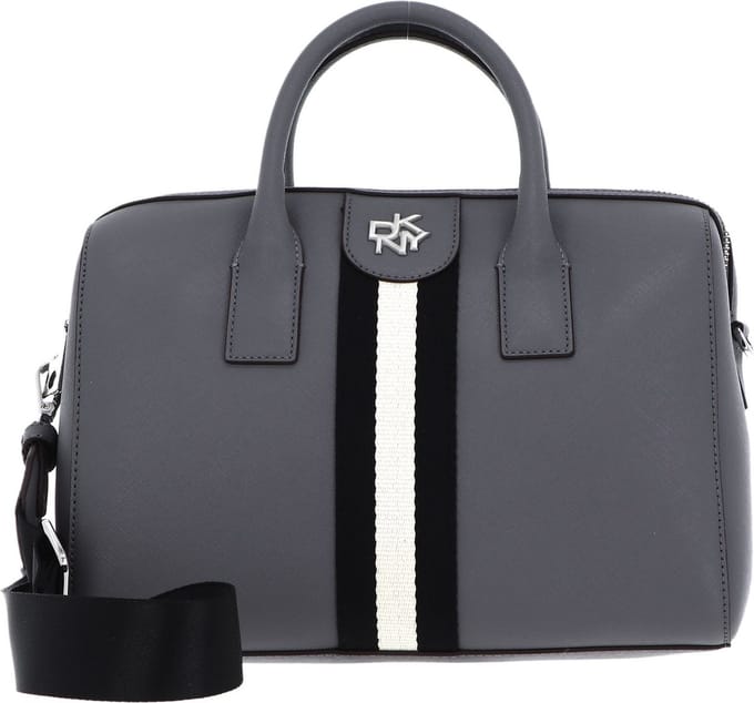 DKNY Leren Schoudertas Handtas Carol Saff MD Duffle Bag LT Char Grijs