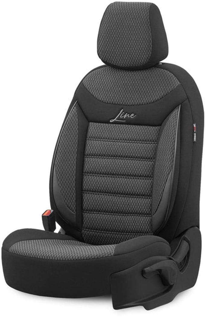Stoelhoezenset Line zwart-grijs (complete set)