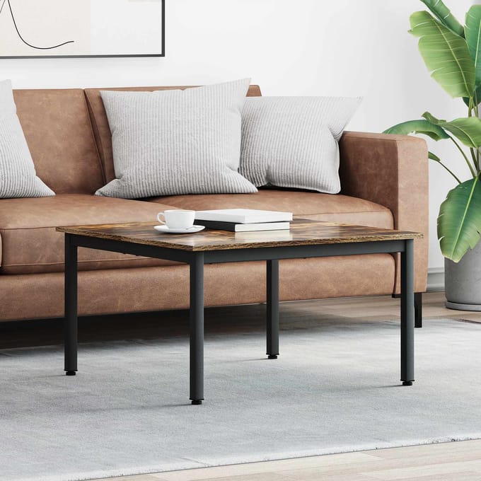 vidaXL - Salontafel - Gerookt - eiken - 80 - x - 80 - x - 45 - cm - Bewerkt - hout