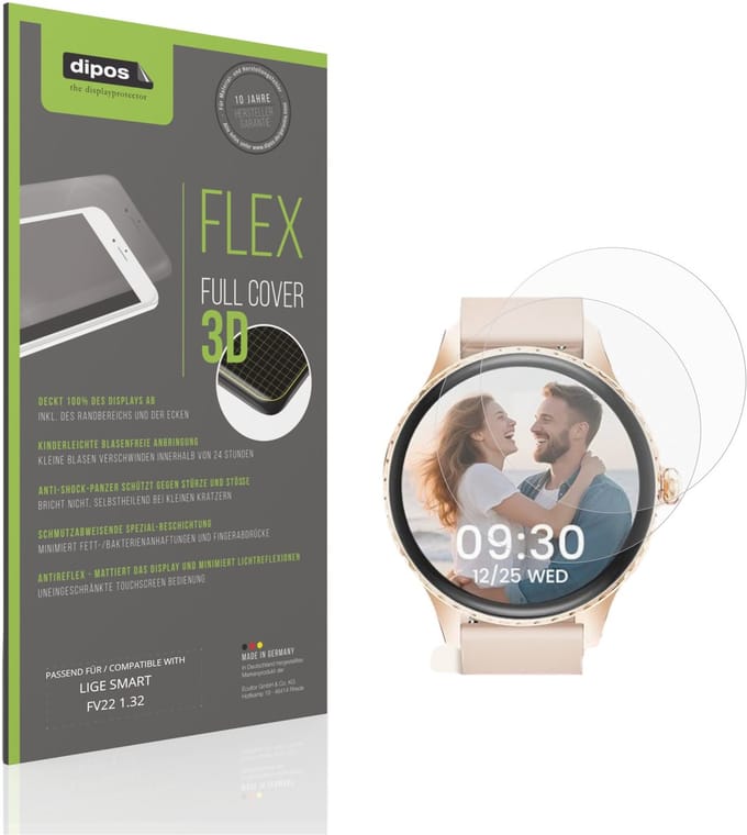 dipos FLEX – 2x Matte Screenprotector geschikt voor LIGE SMART FV22 1.32 | Volledige Schermbescherming | Case-Friendly