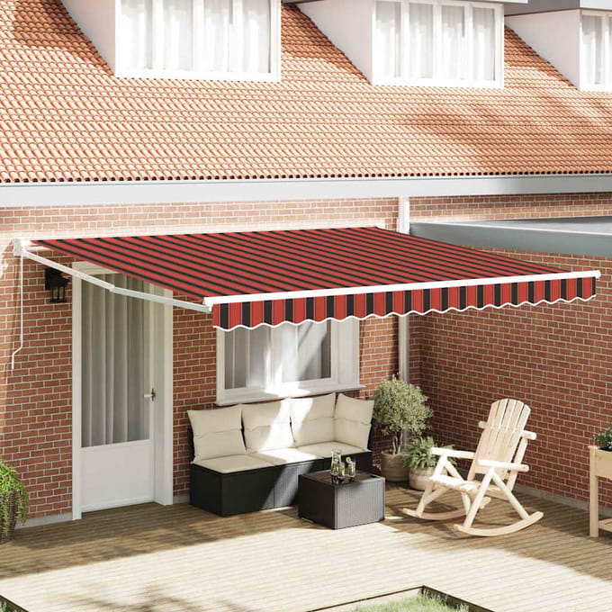 vidaXL - Uitschuifbare - luifel - Geel - en - Oranje - 400 - × - 350 - cm