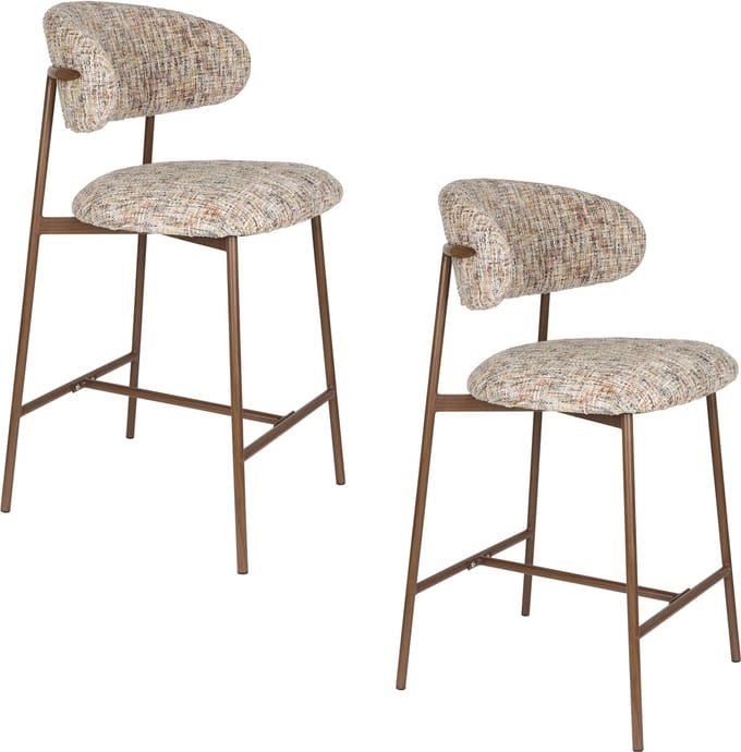 Housecraft Living Claes Barkrukken rugleuning 65 cm Gemêleerd Multi - Set van 2