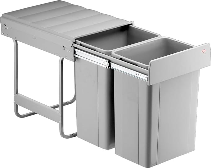 Wesco Big Double Inbouw Prullenbak - 52 l (2 x 26l) - Grijs