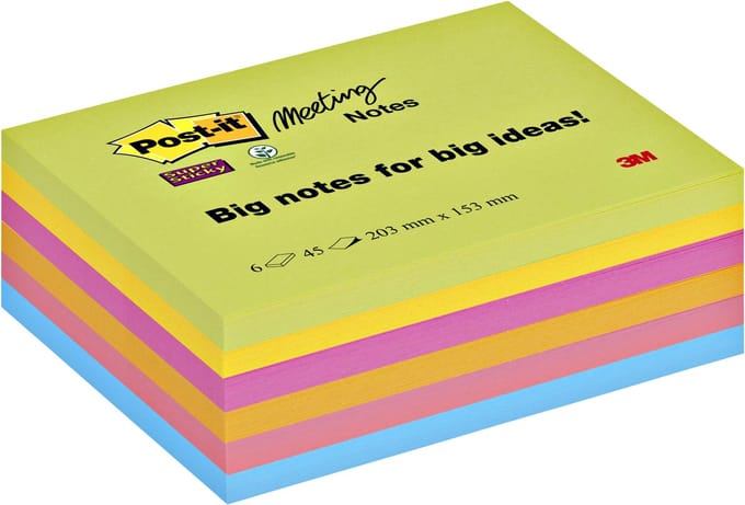 Memoblok post-it 8645 super sticky 203x153mm ass | 8 stuks