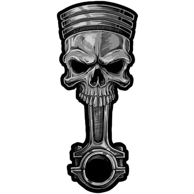 Motorfiets stickers Lethal Threat Skull Piston
