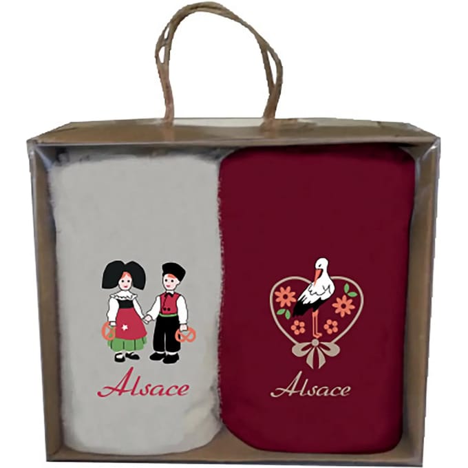 Doos van 2 geborduurde handdoeken Winkler Alsace
