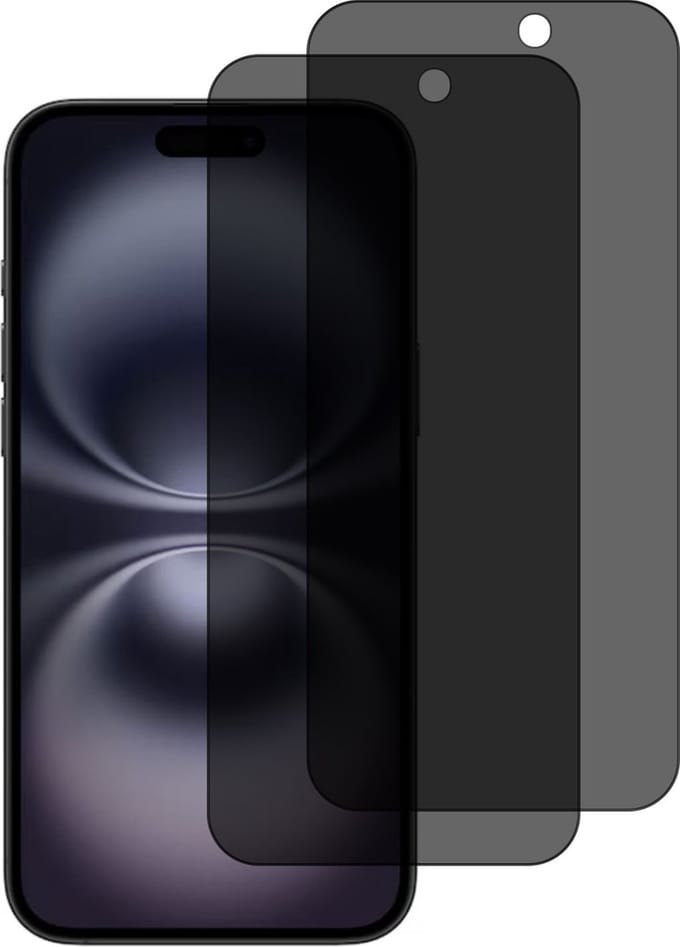 Privacy Screen protector Geschikt voor iPhone 16 Plus screenprotectors Privacy - 2 Stuks - Full screen protector tempered glass van gehard glas