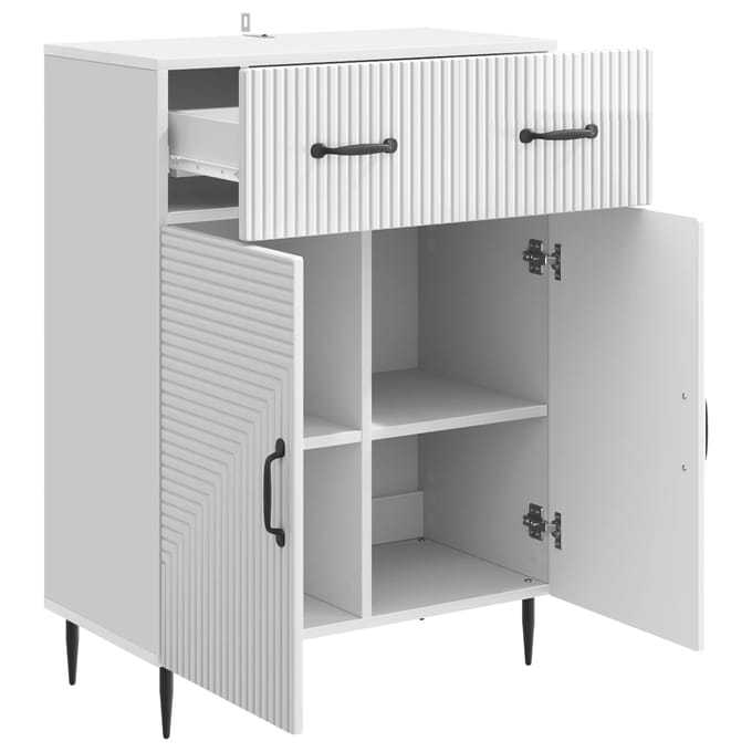 vidaXL - Dressoir - Hoogglans - Wit - 66 - x - 34,5 - x - 89,5 - cm - Bewerkt - hout