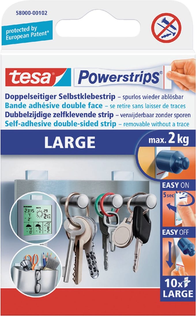 Dubbelzijdige powerstrip tesa large 2kg | 15 stuks
