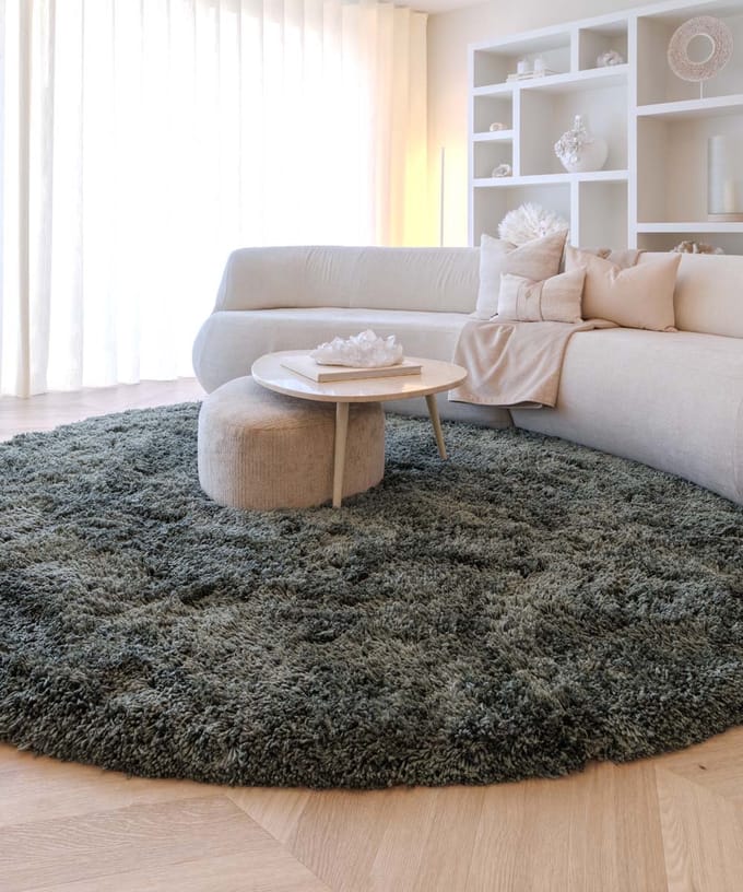 Shaggy vloerkleed rond - Sveve mosgroen 80