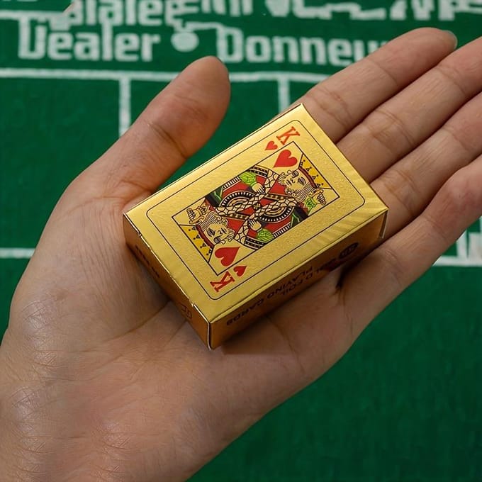 1 set speelkaarten, mini gouden speelkaarten, wasbare pvc-poker, partytafelspellenset 2pcs beige
