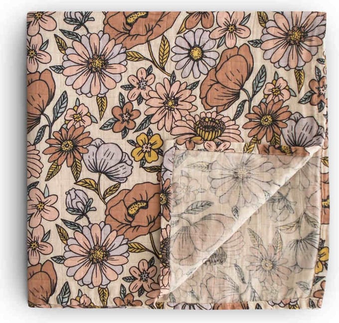 Mushie Hydrofiele Doek XL Swaddle - Retro Flowers