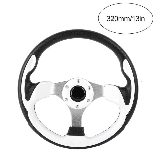 13 inch 320 mm universeel PU-lederen autosportrace-driftstuurwiel, wit gray