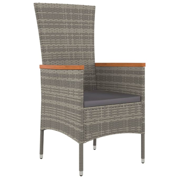 vidaXL - 11-delige - Tuinset - met - kussens - poly - rattan - grijs