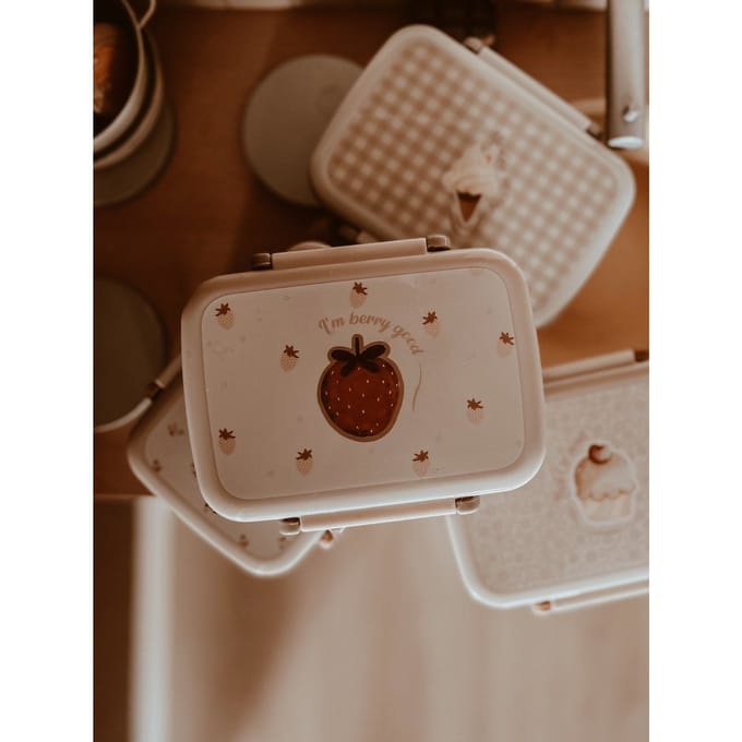 Mrs Ertha Bentobox / brooddoos met indeling - 15x12x5cm - Strawberries Mood