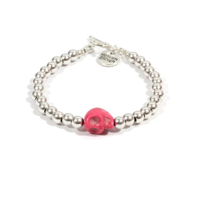 Heaven Eleven - dames - Armband - zilver - plating - pink - schedel