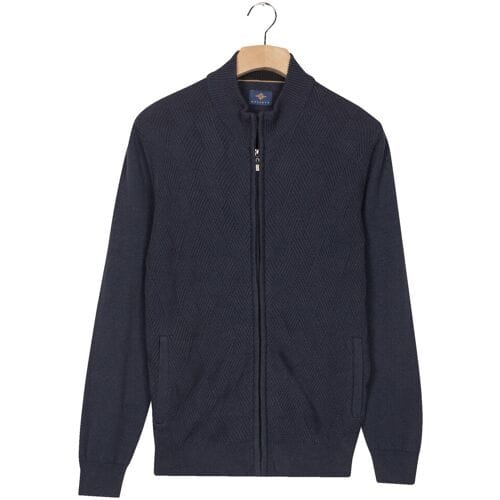 Baileys Vest Subtle Short Lines Woven Pattern Fullzip Structure Knit Dark Blue / male