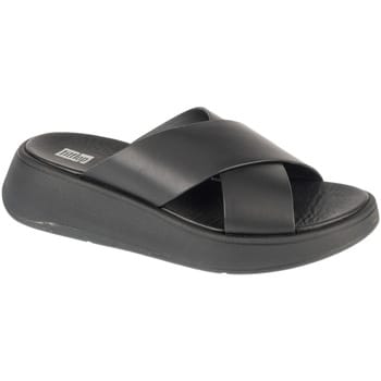 FitFlop F-Mode leren platform slippers ZWART - Maat 36