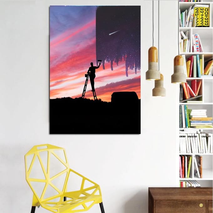 DINGPU volledige ronde boor 5D DIY diamant schilderij borduren kruissteek 5D Home Decor 20X30CM black