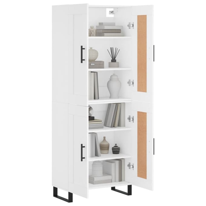 vidaXL - Hoge - kast - 69,5x34x180 - cm - bewerkt - hout - wit