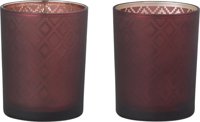 Waxinelichthouder Bordeaux Rood Oosters 2 st. - 12.5 cm