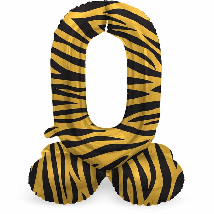 Staande Folieballon Cijfer 0 Tiger Chic - 72 cm