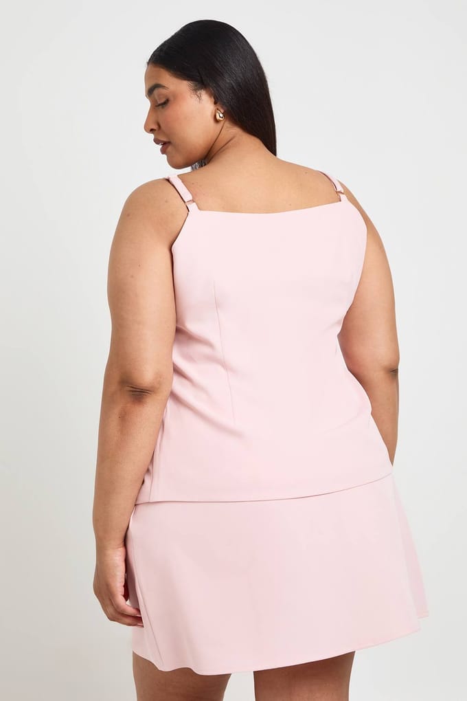 boohoo Dames Plus Getailleerde Skort | Baby Pink | Maat: 24